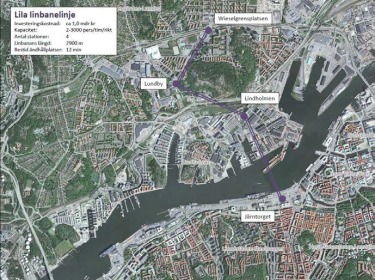 Enligt förslaget ska en stomlinbana gå mellan Järntorget, Lindholmen, Lundby och Wieselgrensplatsen.  Bild: Göteborgs stad
