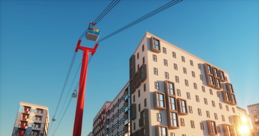 Gondolerna beräknas gå 40-50 meter upp i luften och tornen beräknas bli 60-90 meter höga. Bild: Göteborg stad.