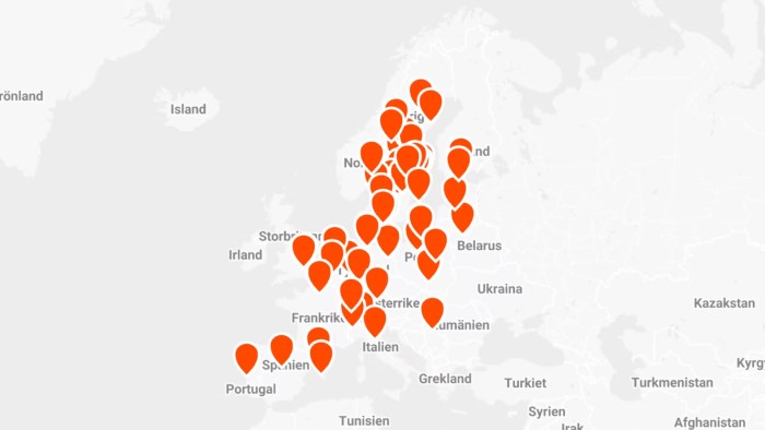 Nätverk av flexibla arbetsplatser för den hybrida arbetsmodellen.