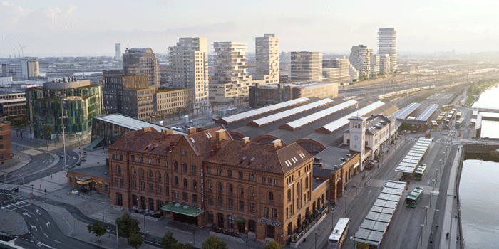 Jernhusen planerar att uppföra Foajén till höger om den gröna och rundade Glasvasen. Kontorshuset kommer att sitta ihop med ett bostadshus.