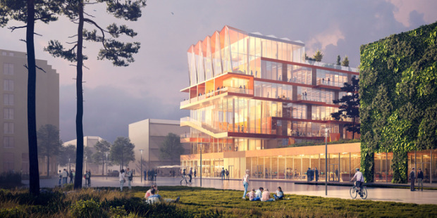 Damen blir en ny profilbyggnad i Norrköping. Foto: Belatchew Arkitekter