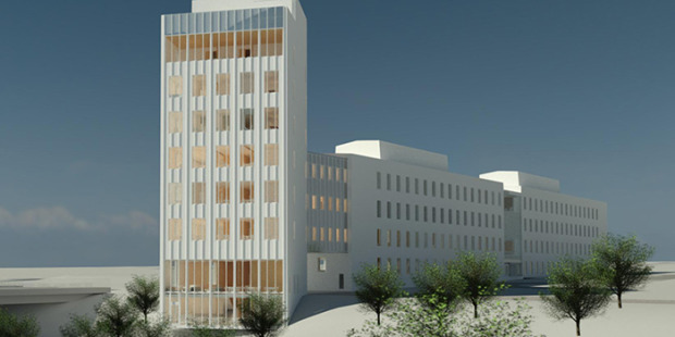 Huset på 4–7 våningar blir Sveriges största kontorshus i trä.