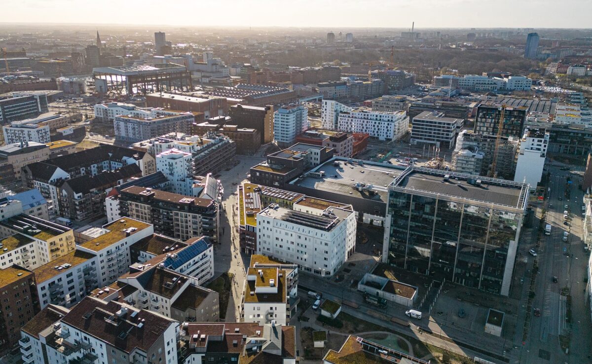 Västra Hamnen i Malmö med dess mittpunkt Masttorget.